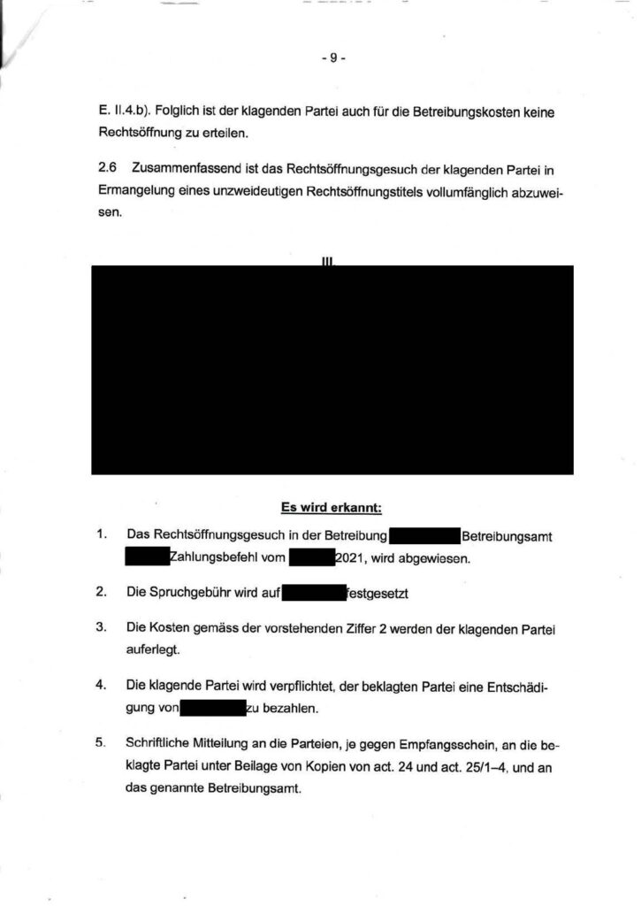 Rechtsöffnung Zürich